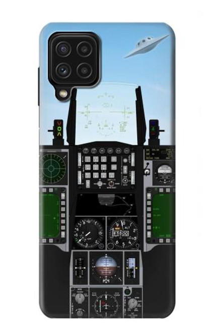 W3933 Avion de chasse OVNI Etui Coque Housse et Flip Housse Cuir pour Samsung Galaxy A22 4G