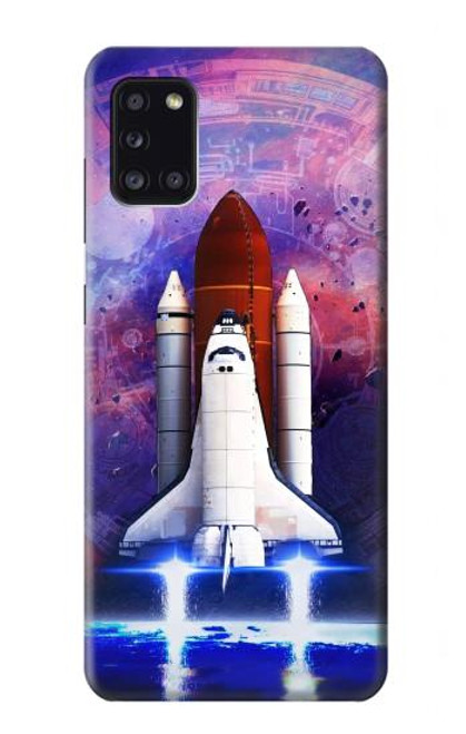 W3913 Navette spatiale nébuleuse colorée Etui Coque Housse et Flip Housse Cuir pour Samsung Galaxy A31