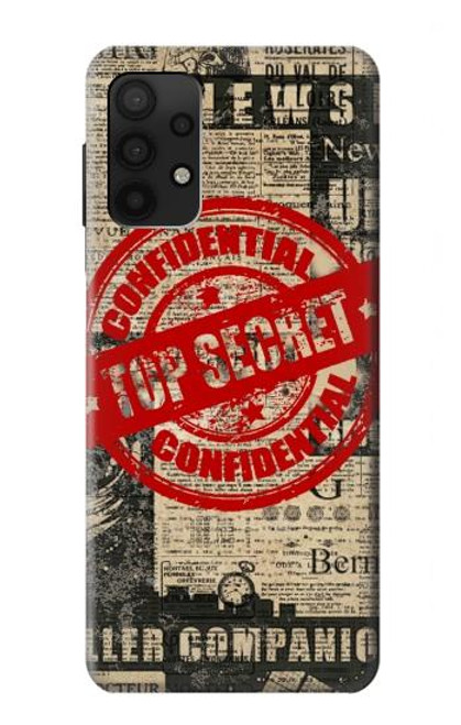 W3937 Texte Top Secret Art Vintage Etui Coque Housse et Flip Housse Cuir pour Samsung Galaxy A32 4G