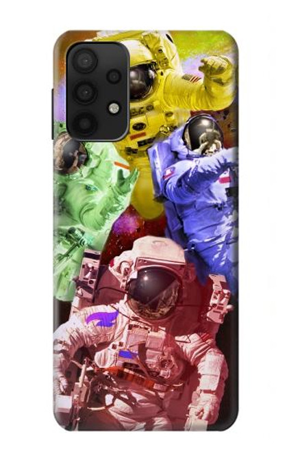 W3914 Galaxie colorée de costume d'astronaute de nébuleuse Etui Coque Housse et Flip Housse Cuir pour Samsung Galaxy A32 5G
