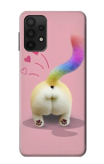 W3923 Queue d'arc-en-ciel de fond de chat Etui Coque Housse et Flip Housse Cuir pour Samsung Galaxy A32 5G