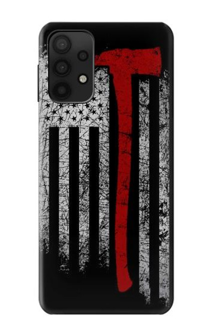 W3958 Drapeau de hache de pompier Etui Coque Housse et Flip Housse Cuir pour Samsung Galaxy A32 5G