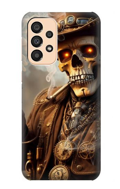 W3949 Crâne Steampunk Fumer Etui Coque Housse et Flip Housse Cuir pour Samsung Galaxy A33 5G