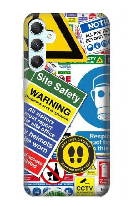 W3960 Collage d'autocollants de signalisation de sécurité Etui Coque Housse et Flip Housse Cuir pour Samsung Galaxy A34 5G