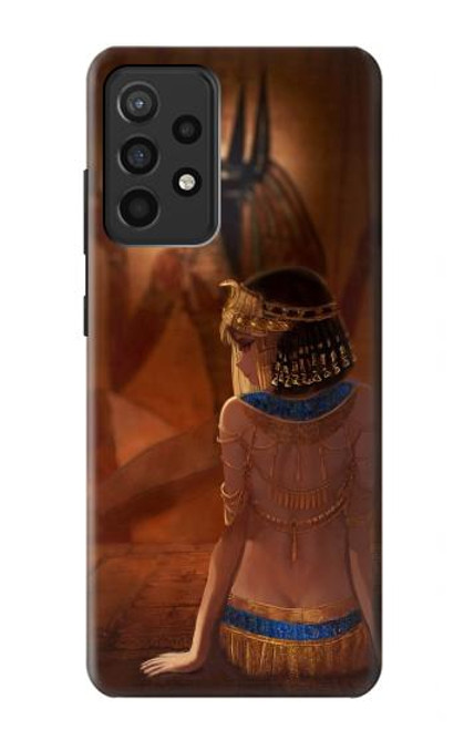 W3919 La reine égyptienne Cléopâtre Anubis Etui Coque Housse et Flip Housse Cuir pour Samsung Galaxy A52, Galaxy A52 5G