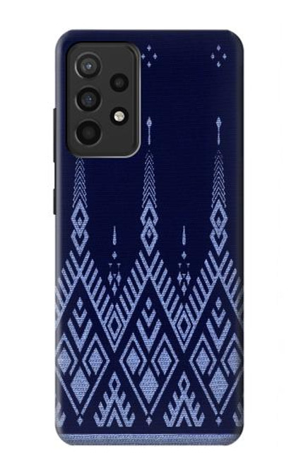 W3950 Motif textile thaïlandais bleu Etui Coque Housse et Flip Housse Cuir pour Samsung Galaxy A52, Galaxy A52 5G