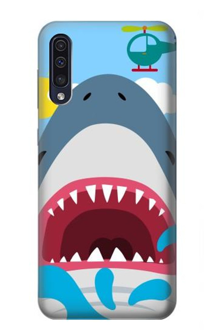 W3947 Caricature d'hélicoptère de requin Etui Coque Housse et Flip Housse Cuir pour Samsung Galaxy A70