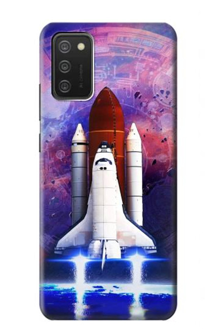 W3913 Navette spatiale nébuleuse colorée Etui Coque Housse et Flip Housse Cuir pour Samsung Galaxy A03S