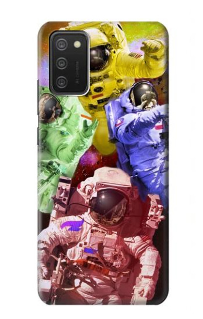 W3914 Galaxie colorée de costume d'astronaute de nébuleuse Etui Coque Housse et Flip Housse Cuir pour Samsung Galaxy A03S