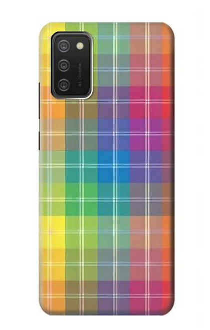 W3942 Tartan à carreaux arc-en-ciel LGBTQ Etui Coque Housse et Flip Housse Cuir pour Samsung Galaxy A03S