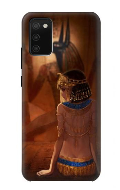 W3919 La reine égyptienne Cléopâtre Anubis Etui Coque Housse et Flip Housse Cuir pour Samsung Galaxy A02s, Galaxy M02s  (NOT FIT with Galaxy A02s Verizon SM-A025V)