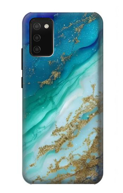 W3920 Couleur bleu océan abstrait émeraude mélangée Etui Coque Housse et Flip Housse Cuir pour Samsung Galaxy A02s, Galaxy M02s  (NOT FIT with Galaxy A02s Verizon SM-A025V)