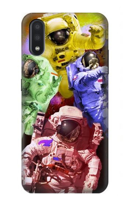 W3914 Galaxie colorée de costume d'astronaute de nébuleuse Etui Coque Housse et Flip Housse Cuir pour Samsung Galaxy A01