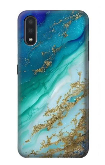 W3920 Couleur bleu océan abstrait émeraude mélangée Etui Coque Housse et Flip Housse Cuir pour Samsung Galaxy A01