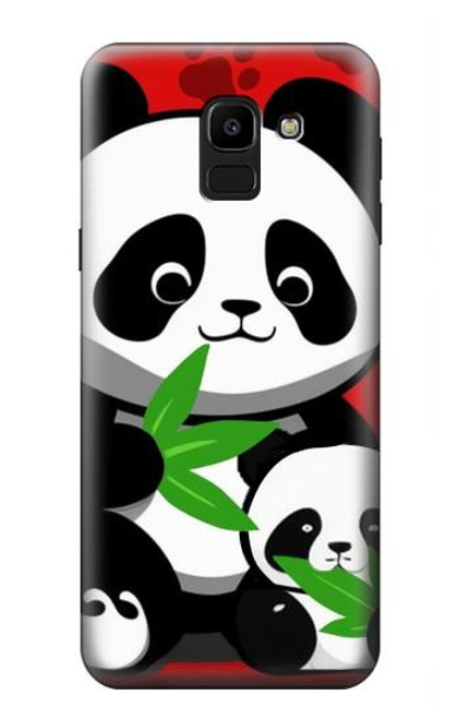 W3929 Panda mignon mangeant du bambou Etui Coque Housse et Flip Housse Cuir pour Samsung Galaxy J6 (2018)