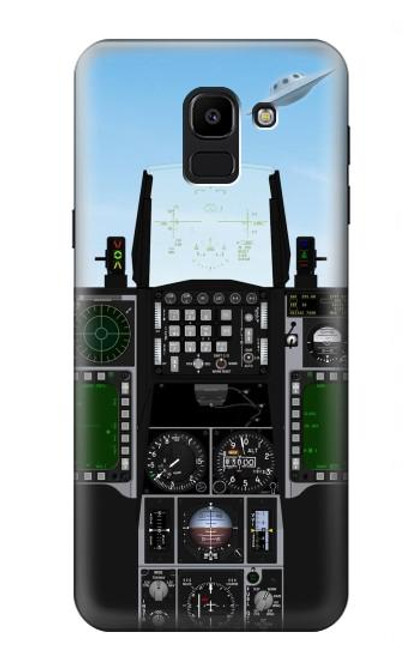 W3933 Avion de chasse OVNI Etui Coque Housse et Flip Housse Cuir pour Samsung Galaxy J6 (2018)