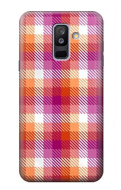 W3941 Plaid drapeau de la fierté lesbienne LGBT Etui Coque Housse et Flip Housse Cuir pour Samsung Galaxy A6+ (2018), J8 Plus 2018, A6 Plus 2018