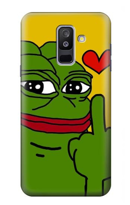 W3945 Pepe Love doigt du milieu Etui Coque Housse et Flip Housse Cuir pour Samsung Galaxy A6+ (2018), J8 Plus 2018, A6 Plus 2018