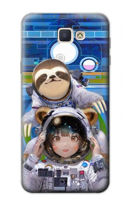 W3915 Costume d'astronaute paresseux pour bébé fille raton laveur Etui Coque Housse et Flip Housse Cuir pour Samsung Galaxy J7 Prime (SM-G610F)