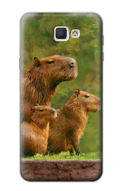 W3917 Cochon d'Inde géant de la famille Capybara Etui Coque Housse et Flip Housse Cuir pour Samsung Galaxy J7 Prime (SM-G610F)