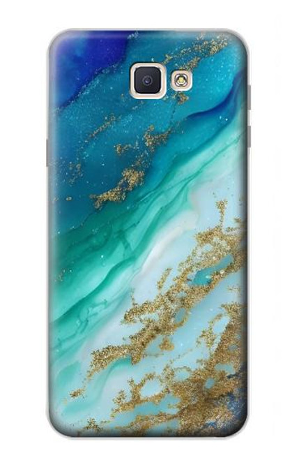 W3920 Couleur bleu océan abstrait émeraude mélangée Etui Coque Housse et Flip Housse Cuir pour Samsung Galaxy J7 Prime (SM-G610F)