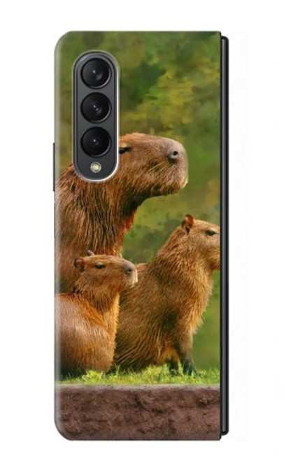 W3917 Cochon d'Inde géant de la famille Capybara Etui Coque Housse et Flip Housse pour Samsung Galaxy Z Fold 3 5G