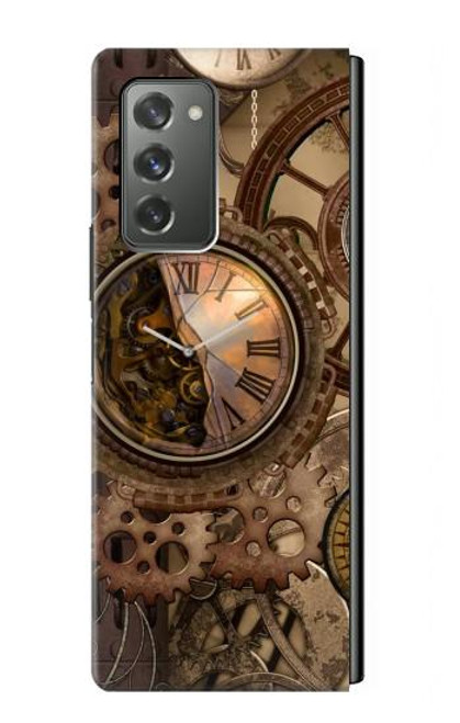 W3927 Boussole Horloge Gage Steampunk Etui Coque Housse et Flip Housse pour Samsung Galaxy Z Fold2 5G