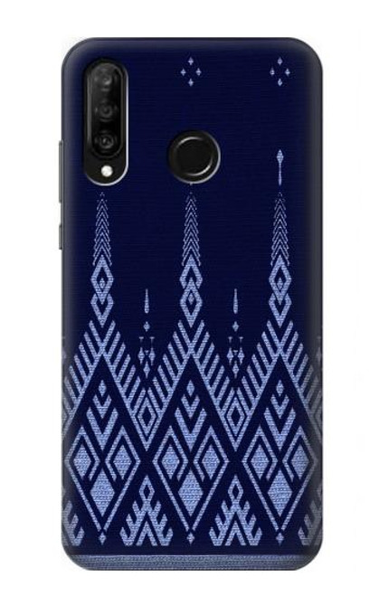W3950 Motif textile thaïlandais bleu Etui Coque Housse et Flip Housse Cuir pour Huawei P30 lite