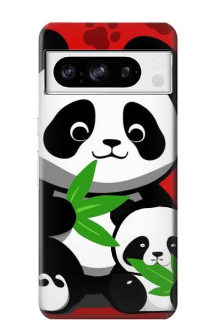 W3929 Panda mignon mangeant du bambou Etui Coque Housse et Flip Housse Cuir pour Google Pixel 8 pro