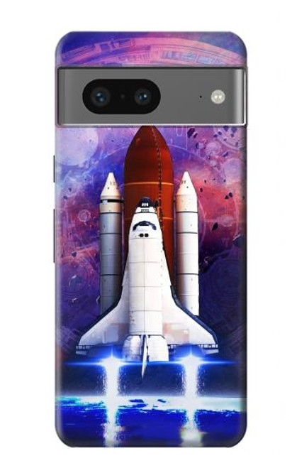 W3913 Navette spatiale nébuleuse colorée Etui Coque Housse et Flip Housse Cuir pour Google Pixel 7