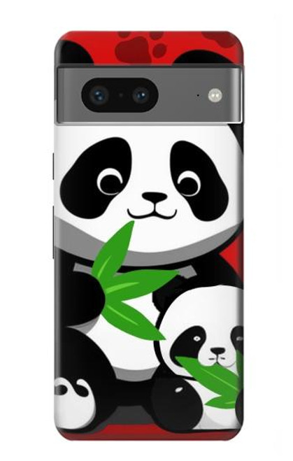 W3929 Panda mignon mangeant du bambou Etui Coque Housse et Flip Housse Cuir pour Google Pixel 7
