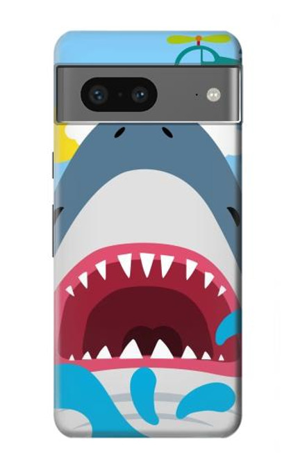 W3947 Caricature d'hélicoptère de requin Etui Coque Housse et Flip Housse Cuir pour Google Pixel 7