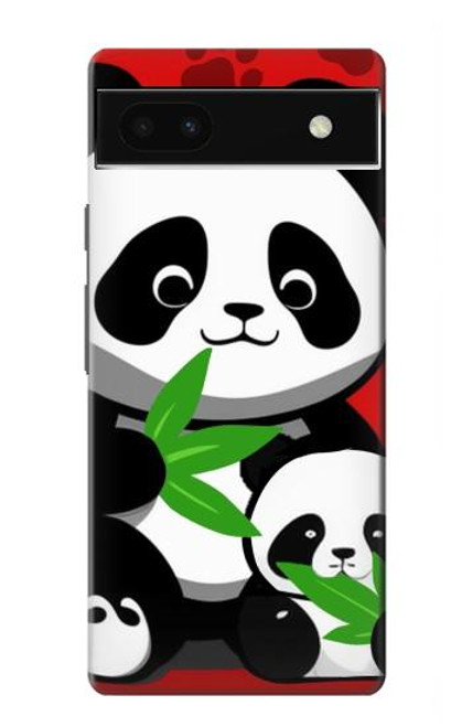 W3929 Panda mignon mangeant du bambou Etui Coque Housse et Flip Housse Cuir pour Google Pixel 6a