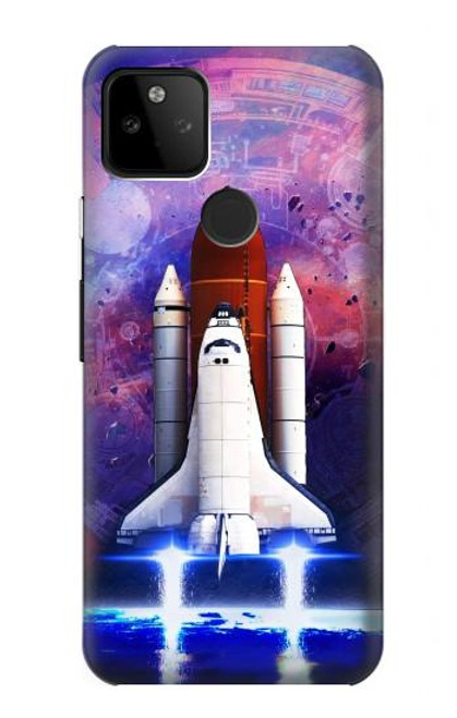 W3913 Navette spatiale nébuleuse colorée Etui Coque Housse et Flip Housse Cuir pour Google Pixel 5A 5G