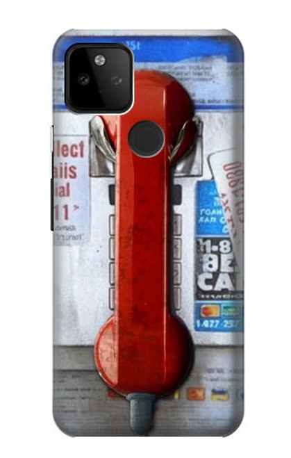 W3925 Collage Téléphone Public Vintage Etui Coque Housse et Flip Housse Cuir pour Google Pixel 5A 5G