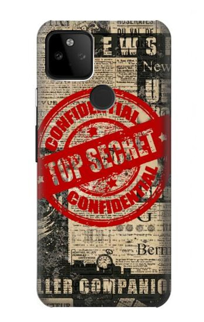 W3937 Texte Top Secret Art Vintage Etui Coque Housse et Flip Housse Cuir pour Google Pixel 5A 5G