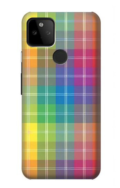 W3942 Tartan à carreaux arc-en-ciel LGBTQ Etui Coque Housse et Flip Housse Cuir pour Google Pixel 5A 5G