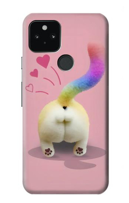 W3923 Queue d'arc-en-ciel de fond de chat Etui Coque Housse et Flip Housse Cuir pour Google Pixel 5