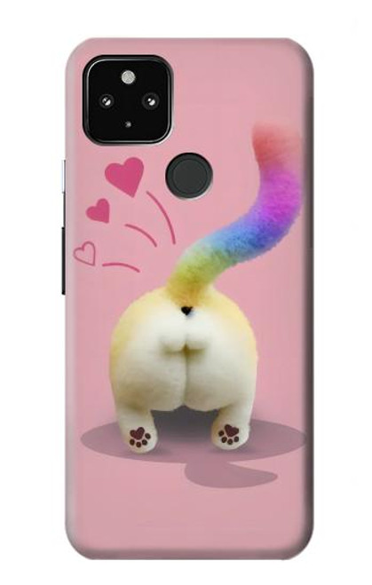 W3923 Queue d'arc-en-ciel de fond de chat Etui Coque Housse et Flip Housse Cuir pour Google Pixel 4a 5G