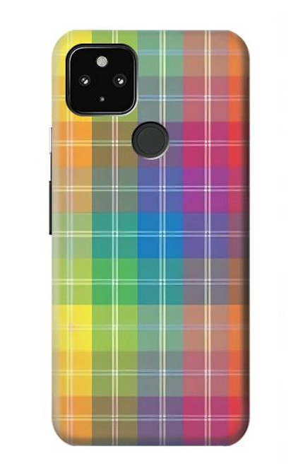 W3942 Tartan à carreaux arc-en-ciel LGBTQ Etui Coque Housse et Flip Housse Cuir pour Google Pixel 4a 5G