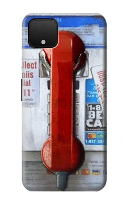 W3925 Collage Téléphone Public Vintage Etui Coque Housse et Flip Housse Cuir pour Google Pixel 4 XL