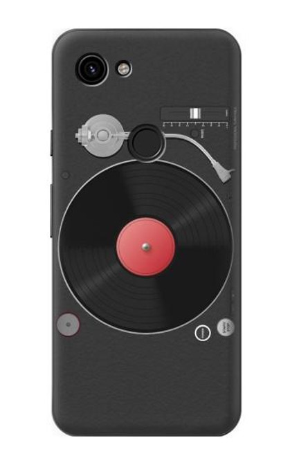 W3952 Graphique de tourne-disque vinyle tourne-disque Etui Coque Housse et Flip Housse Cuir pour Google Pixel 3a