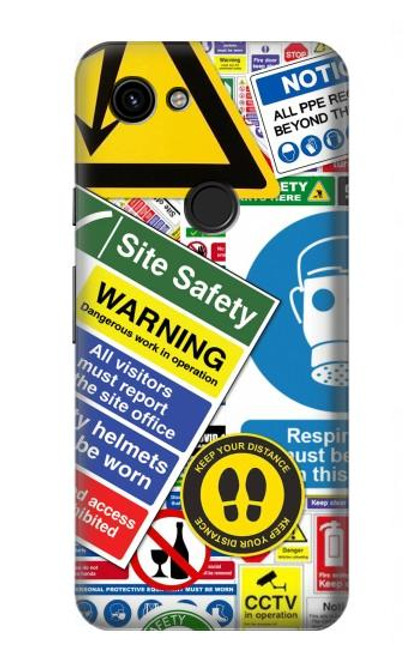 W3960 Collage d'autocollants de signalisation de sécurité Etui Coque Housse et Flip Housse Cuir pour Google Pixel 3a