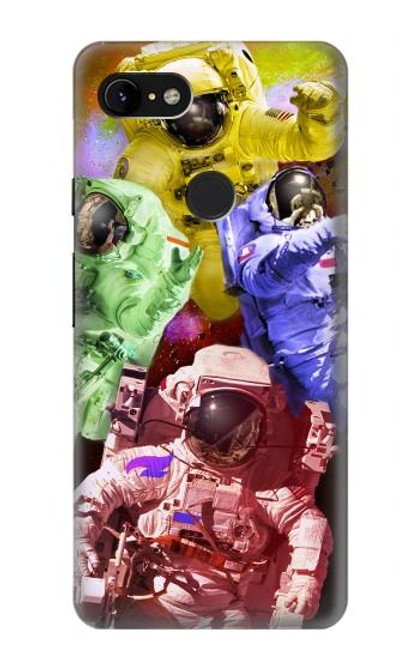 W3914 Galaxie colorée de costume d'astronaute de nébuleuse Etui Coque Housse et Flip Housse Cuir pour Google Pixel 3 XL