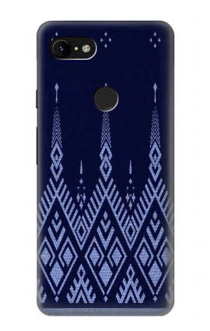 W3950 Motif textile thaïlandais bleu Etui Coque Housse et Flip Housse Cuir pour Google Pixel 3 XL