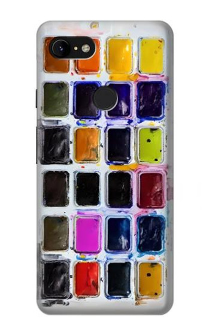 W3956 Graphique de boîte à palette aquarelle Etui Coque Housse et Flip Housse Cuir pour Google Pixel 3 XL