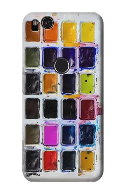 W3956 Graphique de boîte à palette aquarelle Etui Coque Housse et Flip Housse Cuir pour Google Pixel 2