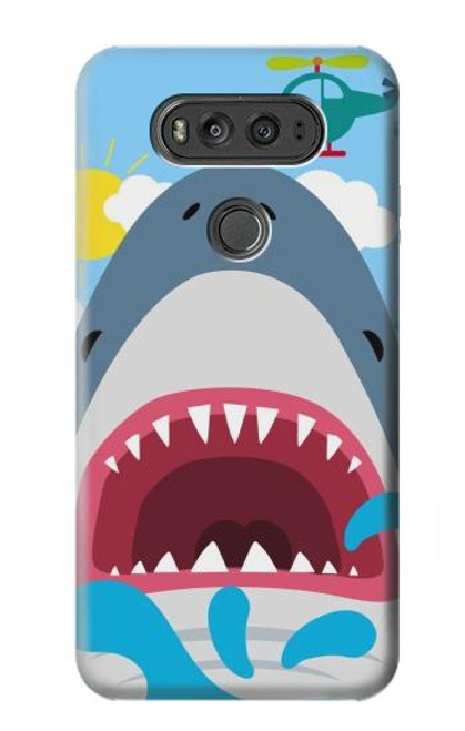 W3947 Caricature d'hélicoptère de requin Etui Coque Housse et Flip Housse Cuir pour LG V20