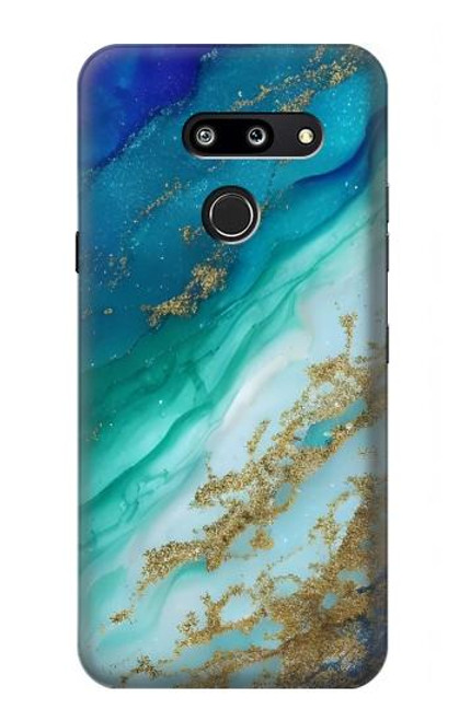 W3920 Couleur bleu océan abstrait émeraude mélangée Etui Coque Housse et Flip Housse Cuir pour LG G8 ThinQ