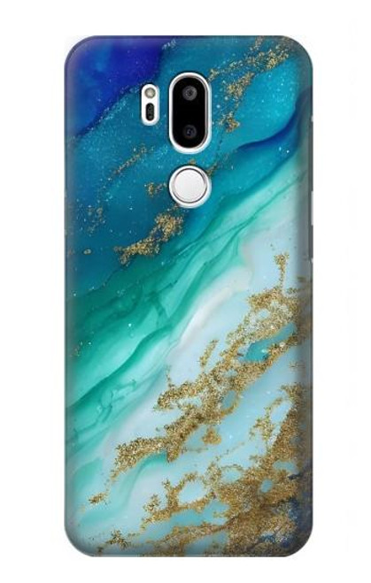 W3920 Couleur bleu océan abstrait émeraude mélangée Etui Coque Housse et Flip Housse Cuir pour LG G7 ThinQ